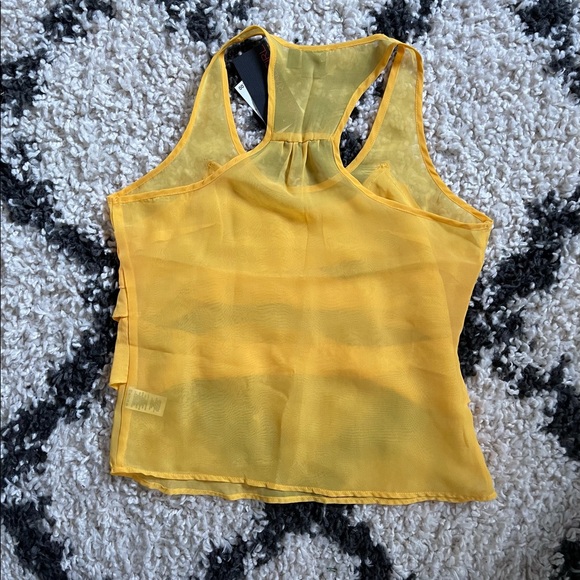 Yellow chiffon fringe top - Picture 2 of 3